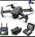 Foldable drone with 4K HD camera flying over scenic landscape