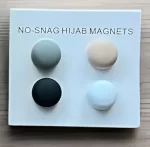 Monochrome Luxe 4‑piece matte round hijab magnet set – white, silver, cadet gray, rich black