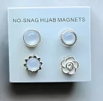 Pearl Elegance Hijab Magnet Set – pearl circle, scalloped flower, filigree round, baroque square